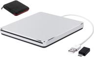 💿 portable usb 3.0 external dvd drive: cd dvd+/-rw burner for laptop mac macbook pro air pc windows - slim & fast performance logo