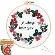 beginner floral wreath cross stitch embroidery kit - diy embroidery starter set 🌸 for adults by louise maelys with funny designs - perfect for decor and handmade gifts logo