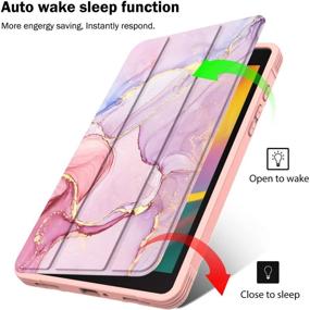 img 1 attached to PIXIU Slim Lightweight Stand PU Leather Case for Samsung Galaxy Tab A 8.0 2019 T290 T295 (Wi-Fi/LTE) - Purple Marble, without S Pen