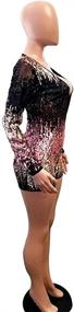 img 1 attached to Aro Lora Deep V Neck Sequin Bodycon Party Jumpsuit Romper for Women - Long Sleeve Clubwear