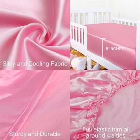 img 3 attached to 🛏️ Super Soft Satin Fitted Crib Sheet - Luxurious Solid Color Toddler Sheet in Pink by NTBAY