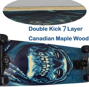 img 1 attached to 🛹 Dreambeauty 31-inch Pro Skateboard Complete, 7-Layer Maple Wood Double Kick Concave Skateboards for Tricks – Teens, Beginners, Girls, Boys, Kids, Adults