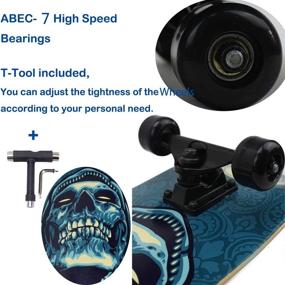 img 2 attached to 🛹 Dreambeauty 31-inch Pro Skateboard Complete, 7-Layer Maple Wood Double Kick Concave Skateboards for Tricks – Teens, Beginners, Girls, Boys, Kids, Adults