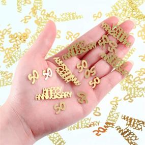 img 2 attached to 🎉 Golden 50th Anniversary Confetti Glitter Table Decorations Set of 4 Bags - Ideal for 50th Wedding Anniversary Party Decor