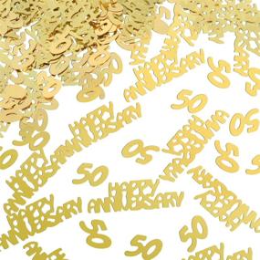 img 4 attached to 🎉 Golden 50th Anniversary Confetti Glitter Table Decorations Set of 4 Bags - Ideal for 50th Wedding Anniversary Party Decor