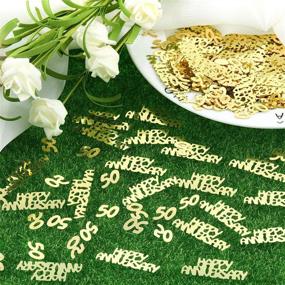 img 1 attached to 🎉 Golden 50th Anniversary Confetti Glitter Table Decorations Set of 4 Bags - Ideal for 50th Wedding Anniversary Party Decor