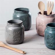 organize your kitchen with palais essentials ceramic utensil crock (mason jar antique cool grey) - perfect utensil holder! логотип