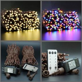 img 1 attached to 🌈 Versatile Color Changing LED String Lights: Remote Control, 100 Feet, 300 Count, 5mm Wide Angle Bulbs, 10 Functions Controller, Warm White/Multicolor & Multiple Flashing Modes (Brown Wire)