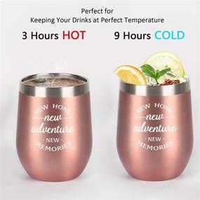 img 2 attached to 🏡 Cpskup New Home New Adventures Wine Tumbler, Housewarming Gifts for Women Friends, First Time House Owner Ideas for Women, 12 Oz Stainless Steel Stemless Wine Tumbler with Lid in Rose Gold - Enhanced SEO