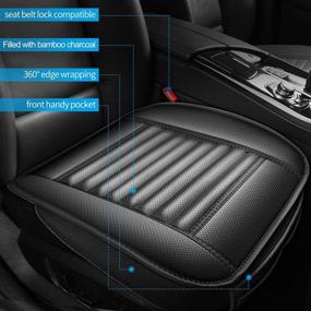 img 2 attached to Sunny Color 1pc Filling Bamboo Charcoal Edge Wrapping Car Front Seat Cushion Cover Pad for Auto with PU Leather (Black): Stylish Protection and Comfort for Your Car Seats