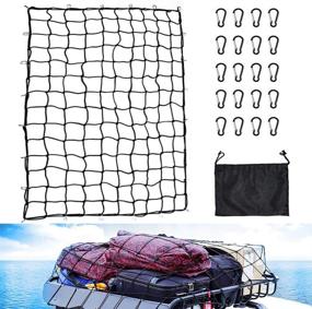 img 4 attached to 🔗 5'x7' Heavy Duty Bungee Cargo Net Truck Bed Nets with 20 pcs D Clip Carabiners