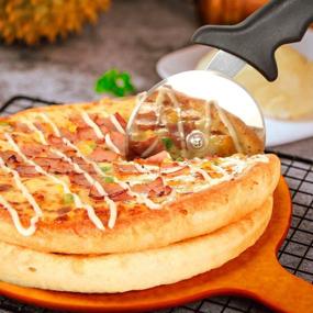 img 3 attached to 🍕 Yinghezu Stainless Steel Pizza Cutter Wheel - 9.33-Inch Heavy 173g Slicer with Ultimate Sharpness and Finger Guard - Perfect Kitchen Gadget for Pizza Lovers, Easy Dishwasher Cleaning!