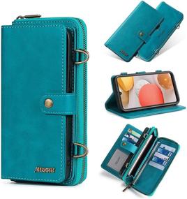 img 4 attached to 💼 15 Card Slots & Shoulder Strap PU Leather Wallet Case for Samsung Galaxy S21 - Detachable Magnetic Full Protective Purse Cover (S21 Blue)