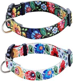 img 4 attached to 🐶 LoyalSunnypet Cute Dog Collar 2 Pack: Quick Release Buckle, Premium Floral Collars for Girl Dogs − Adjustable, Soft & Comfortable