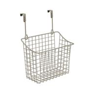 👜 spectrum diversified grid storage basket: over-the-cabinet steel wire sink organizer for kitchen & bathroom – 6.5x10.25x13.25 inch (pack of 1) – satin nickel pc логотип