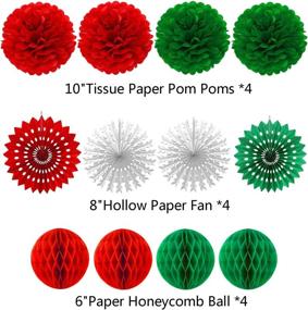 img 1 attached to 🎄 Christmas Party Decorations: Paper Fans, Garlands, String Circle Dot, Triangle Bunting Flags, Honeycomb Balls, Tissue Pom Poms - Supplies for Christmas, Birthday, Wedding, Baby Shower