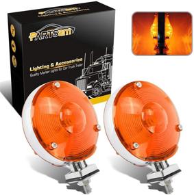 img 4 attached to 🚦 Partsam 2Pcs LED 4" Double Face Star Turn Signal Lights - Chrome Amber, 24 Diodes, Pedestal Lights for Trucks & Trailers