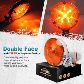 img 1 attached to 🚦 Partsam 2Pcs LED 4" Double Face Star Turn Signal Lights - Chrome Amber, 24 Diodes, Pedestal Lights for Trucks & Trailers