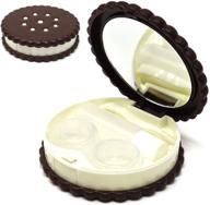 коричневый путешественник honbay с зеркалом для контактных линз - коробка в форме печенья для контактных линз. логотип