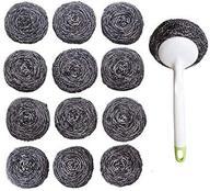 🧽 kitchen sumo stainless steel sponges scourer set with handle - 40g (pack of 12) - large stainless steel scrubbers - metal scouring pads - kitchen cleaning tool logo