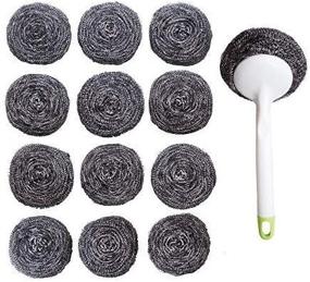 img 3 attached to 🧽 Kitchen Sumo Stainless Steel Sponges Scourer Set with Handle - 40g (Pack of 12) - Large Stainless Steel Scrubbers - Metal Scouring Pads - Kitchen Cleaning Tool