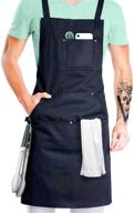 🍳 premium chef apron with towel loop, tool pockets, and quick release buckle – ideal for cooking, kitchen, bbq, and grill – adjustable m to xxl - unisex professional grade apron (black) logo