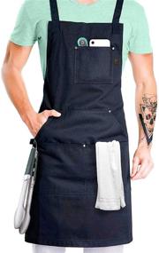 img 4 attached to 🍳 Premium Chef Apron with Towel Loop, Tool Pockets, and Quick Release Buckle – Ideal for Cooking, Kitchen, BBQ, and Grill – Adjustable M to XXL - Unisex Professional Grade Apron (Black)