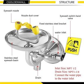 img 1 attached to 💧 Efficient Stainless Wall Mounted Emergency Eyewash: Optimal Safety Solution