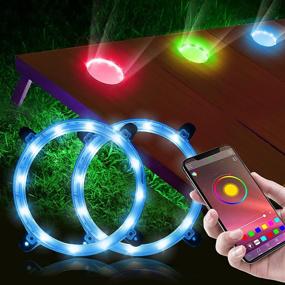 img 4 attached to App Controlled Cornhole Lights, 16 Million RGB Colors Changing LED Cornhole Ring Lights for Family Backyard Bean Bag Toss Cornhole Game - 2 Sets