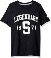 👕 distressed legendary logo t-shirt for boys, short sleeve - amazon exclusive logo