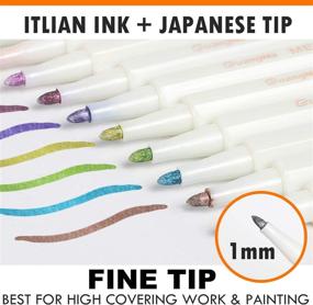 img 3 attached to Lehoo Castle Metallic Markers Fine Point, 30 Colors Metallic Markers Sets for Adult Coloring on Dark Paper