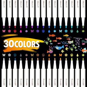 img 4 attached to Lehoo Castle Metallic Markers Fine Point, 30 Colors Metallic Markers Sets for Adult Coloring on Dark Paper