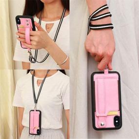 img 2 attached to 📱 Toovren iPhone X/Xs Wallet Case with Lanyard Neck Strap - Protective Cover & Stand - PU Leather Card Holder - Adjustable & Detachable iPhone Lanyard - Anti-Theft Pink