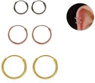 egoo & yamee sterling silver cartilage hoop earrings for women - hypoallergenic huggie earring set, endless small hoops - 3 pairs tragus earrings (8mm/10mm/12mm) logo