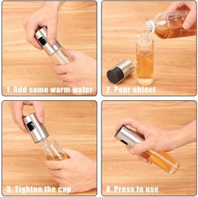 img 1 attached to Emoly Transparent Glass Oil Sprayer - Food-Grade Oil Spray Bottle Versatile for BBQ, Cooking, Salad, Baking, Roasting - Portable Vinegar Dispenser with Stainless Steel Kitchen Design