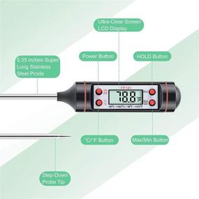 img 3 attached to 🌡️ Extended-Range Digital Kitchen Thermometer: Instant Read Meat, Candy & More - Fahrenheit/Celsius Switch by DWEPTU