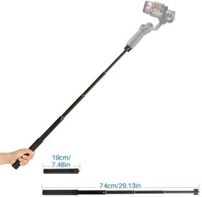 img 4 attached to 🤳 29-Inch Handheld Extension Rod for Gimbal – Selfie Stick with Adjustable Length, Compatible with DJI Osmo Mobile 2, DJI Osmo 3, Feiyu, Zhiyun Smooth Q & 4, Equipped with 1/4" Thread Handheld Pole