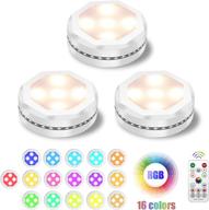 🔦 wireless led puck lights with remote control – uyicoo color changing dimmable under cabinet lighting, 3500k battery operated sticker light with timer – ideal for closet, 3 pack (white) логотип