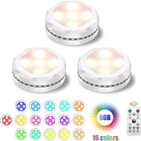 img 4 attached to 🔦 Wireless Led Puck Lights with Remote Control – UYICOO Color Changing Dimmable Under Cabinet Lighting, 3500K Battery Operated Sticker Light with Timer – Ideal for Closet, 3 Pack (White)