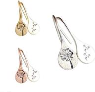 🌼 silver dandelion dangle drop earrings - nature inspired jewelry for women and teen girls, retro flower hook earrings, wedding statement accessories (set of 3 pairs) logo