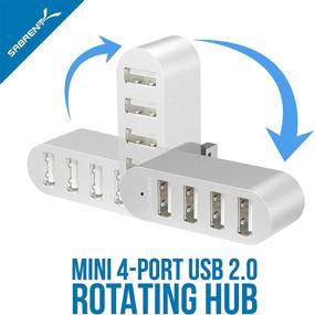 img 3 attached to 🔌 Sabrent Premium 4 Port Aluminum Mini USB 2.0 Hub [90°/180° Rotating Design] (HB-UMMC)