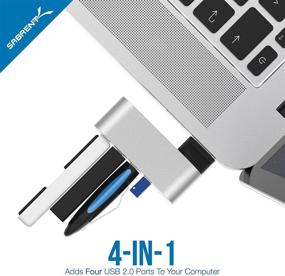 img 2 attached to 🔌 Sabrent Premium 4 Port Aluminum Mini USB 2.0 Hub [90°/180° Rotating Design] (HB-UMMC)