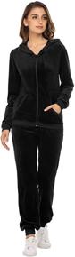 img 3 attached to 👚 Women's Hotouch Velour Tracksuit: Stylish 2-Piece Sweatshirt & Sweatpants Set with Full Zip Hoodie and Pockets