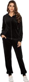 img 2 attached to 👚 Women's Hotouch Velour Tracksuit: Stylish 2-Piece Sweatshirt & Sweatpants Set with Full Zip Hoodie and Pockets