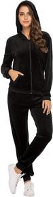 img 4 attached to 👚 Women's Hotouch Velour Tracksuit: Stylish 2-Piece Sweatshirt & Sweatpants Set with Full Zip Hoodie and Pockets