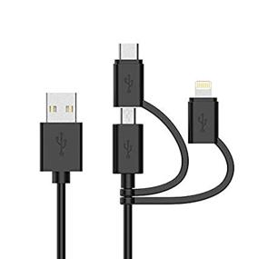 img 2 attached to 🔌 Apple MFI Certified 3-in-1 Cable: Lightning/Type C/Micro USB for iPhone, iPad, Samsung Galaxy, and More - 6FT Black