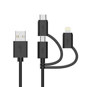 img 3 attached to 🔌 Apple MFI Certified 3-in-1 Cable: Lightning/Type C/Micro USB for iPhone, iPad, Samsung Galaxy, and More - 6FT Black