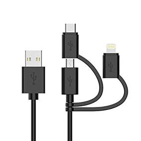 img 1 attached to 🔌 Apple MFI Certified 3-in-1 Cable: Lightning/Type C/Micro USB for iPhone, iPad, Samsung Galaxy, and More - 6FT Black