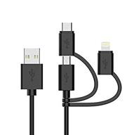 🔌 apple mfi certified 3-in-1 cable: lightning/type c/micro usb for iphone, ipad, samsung galaxy, and more - 6ft black logo