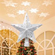 🌟 silver christmas tree topper with rotating snowflake light projection – festive tree decoration for xmas trees logo